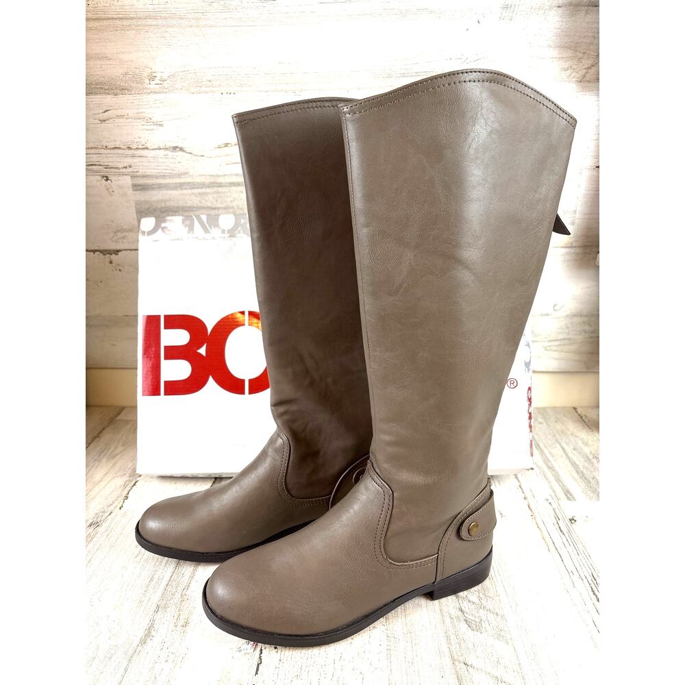 Bongo Womens 9.5 Taupe Trifect Riding Boots Faux Leather Fall Chic NWT